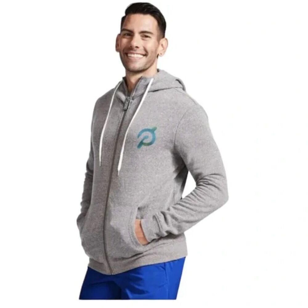 PELOTON Gray Full Zip Logo Hoodie Sweater Size L